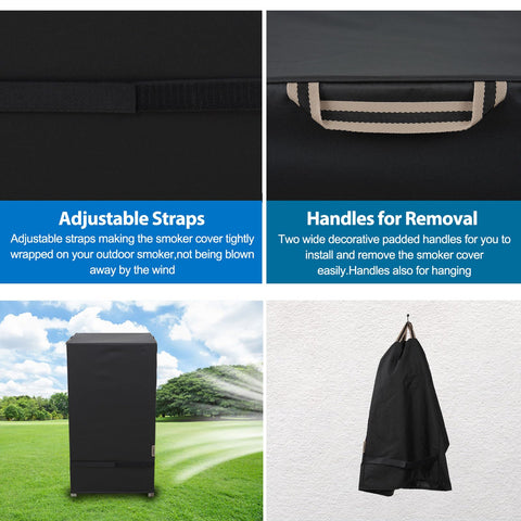 KINGLY size 19.5w x 17d x 31h fits most 30-inch smokers.