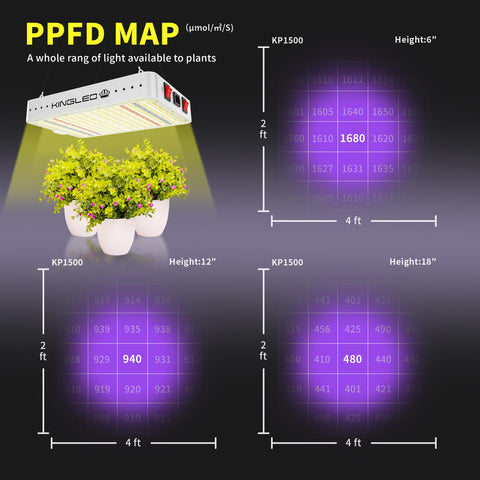 KingLED KP1500 2x4-coverage ideal for compact grow tents.