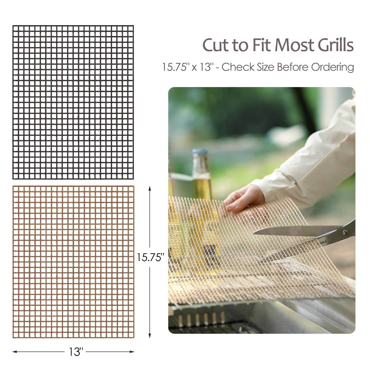 Kingrol grill mat heat-resistance up to 500°F with space from flames for safe use.