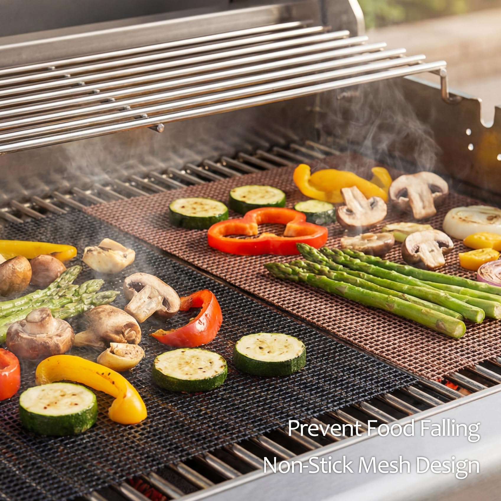 Kingrol grill mat on grill surface demonstrates trim-to-fit customization for any grill.