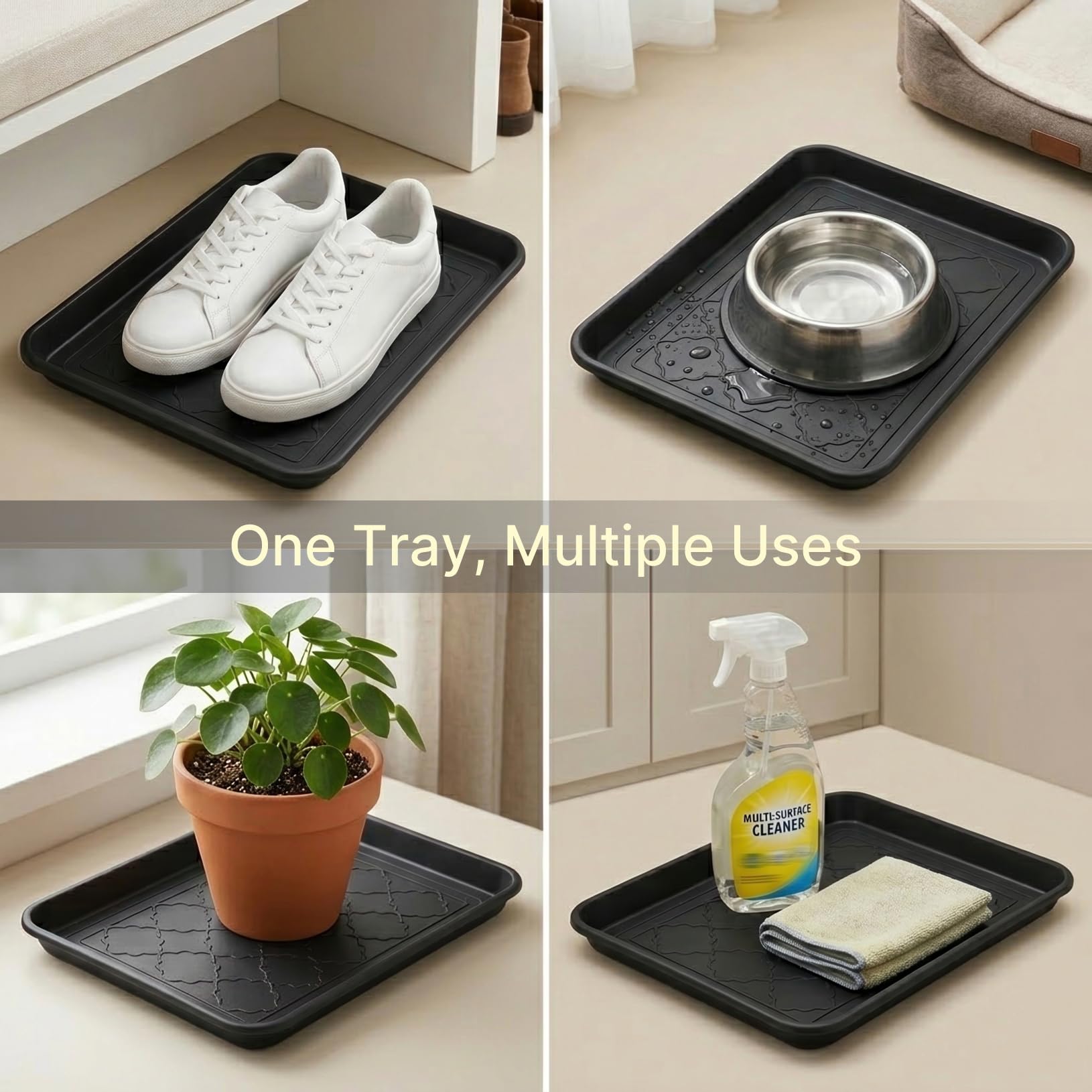 Kingrol shoe tray raised lip helps contain moisture and dirt.