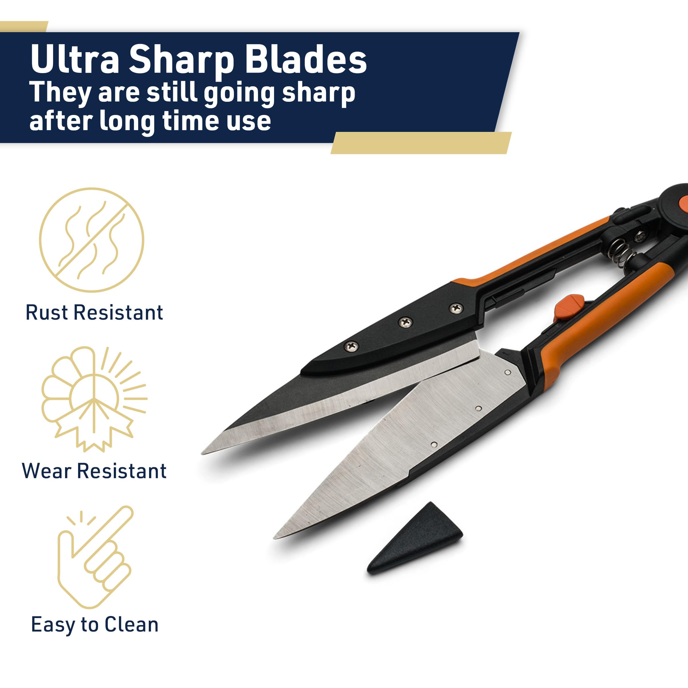 Kings County Tools garden clippers shown at 13.5-inch reach for tough-to-reach spots.