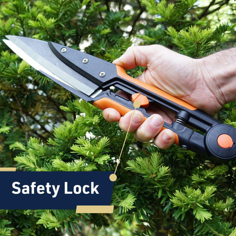 Kings County Tools garden clippers with safety lock for safer storage and handling.