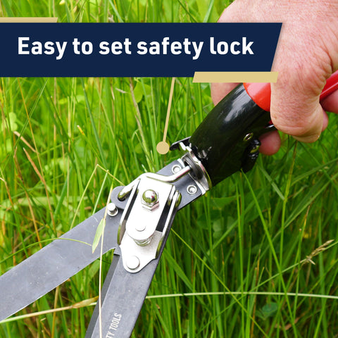 Kings County Tools grass shears blade closeup showing alloy steel edge.