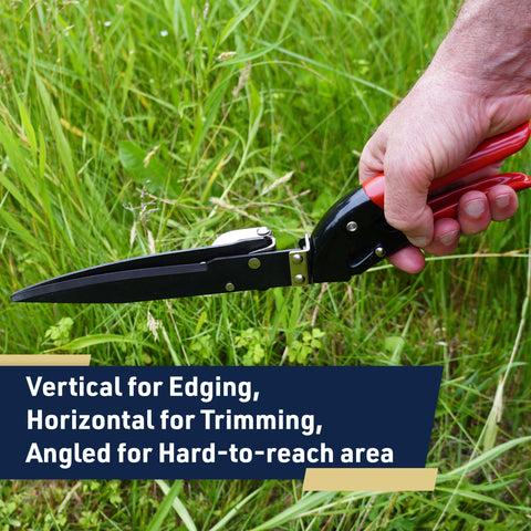 Kings County Tools hedge trimmer in angled-cut pose for shrub shaping.