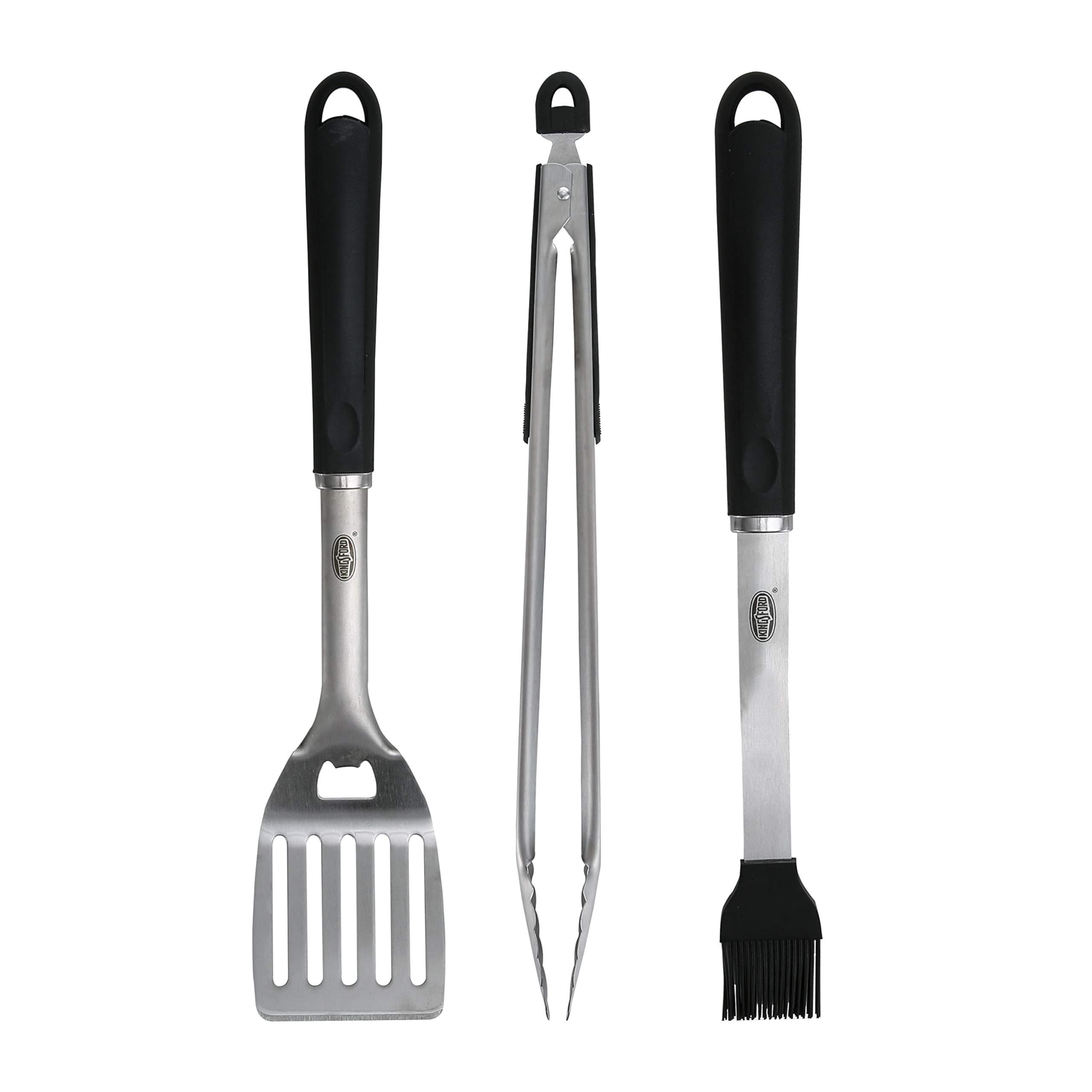 Kingsford 3-piece BBQ tool set featuring a complete grill toolkit for everyday grilling.