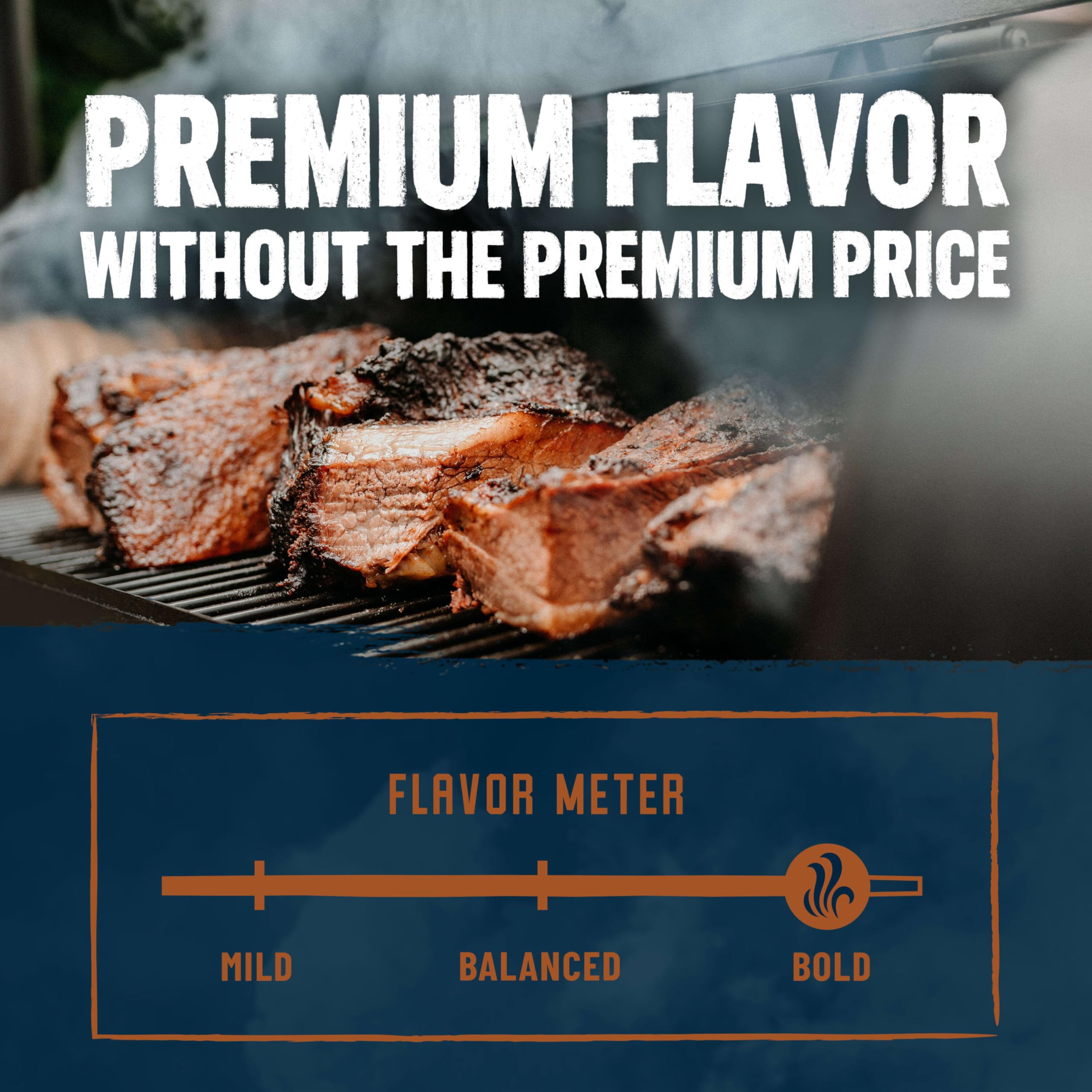 Kingsford Craftsmoke mesquite profile closeup highlighting bold aroma for grilled meat and vegetables