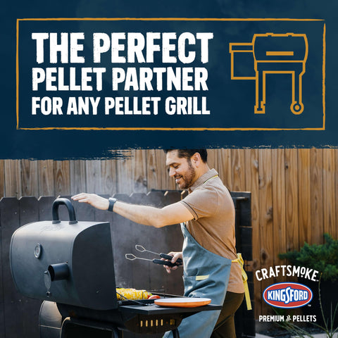 Grill setup with Kingsford Craftsmoke for wood-fired flavor on the grill
