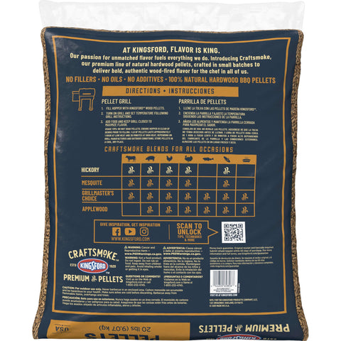 100% natural hardwood Kingsford Craftsmoke pellets without additives