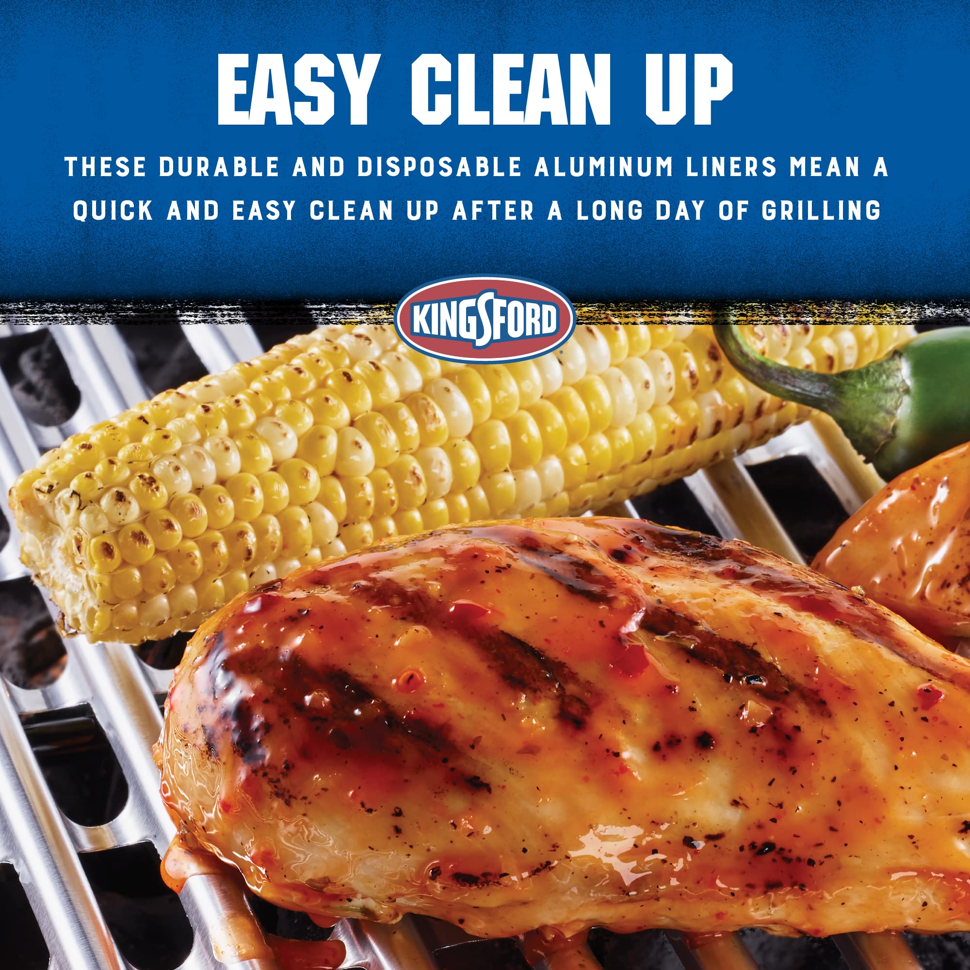 Kingsford liner discarded after cooking to simplify post-cookout cleanup