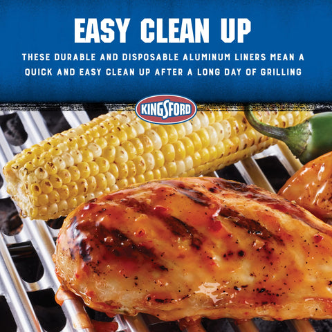 Kingsford liner discarded after cooking to simplify post-cookout cleanup