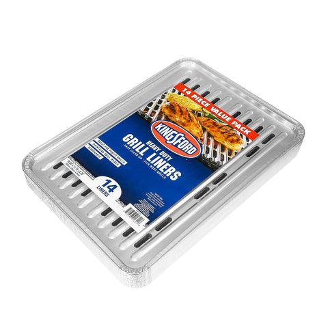 Kingsford liner placed over grate with food demonstrates easy setup and heat access