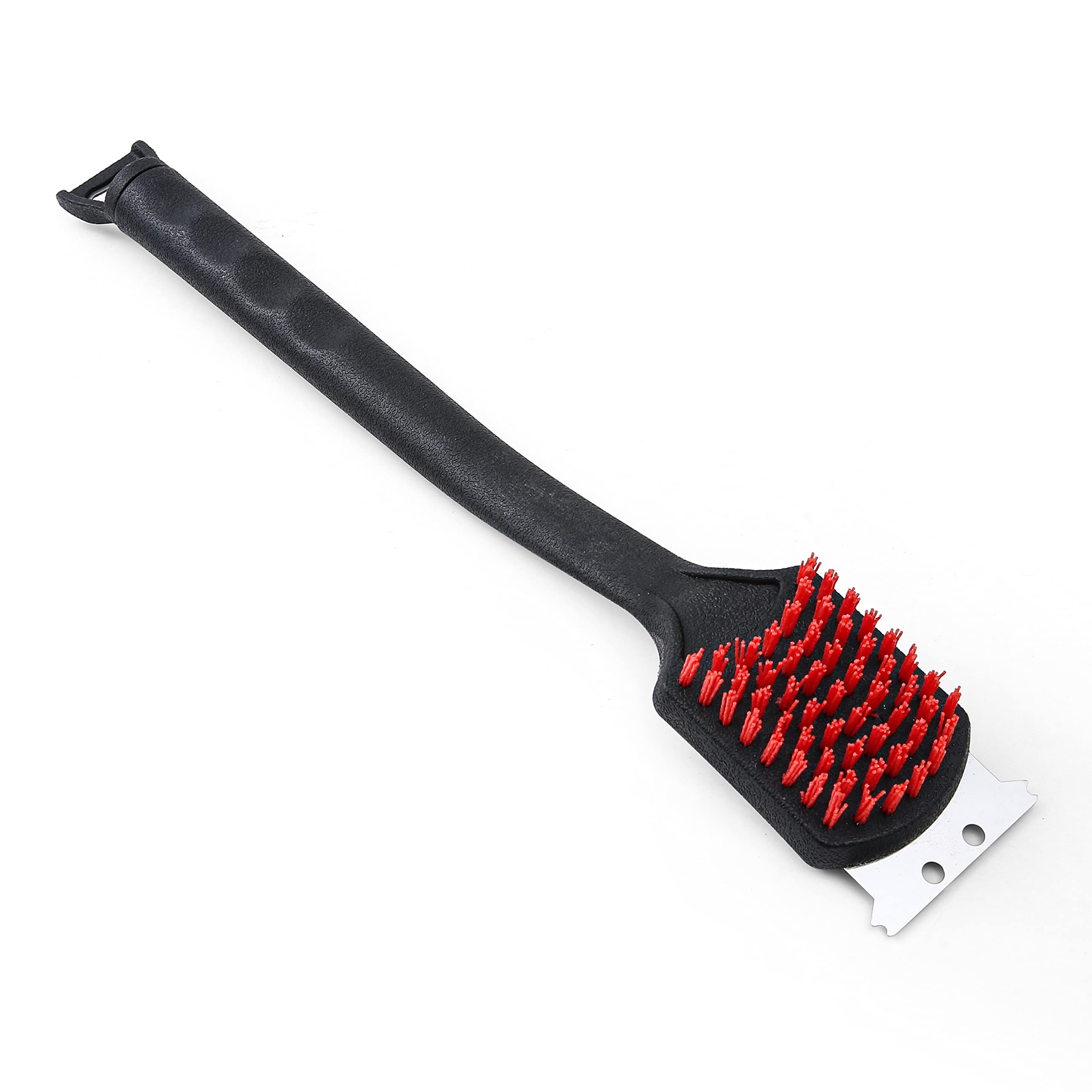 Kingsford brush with built-in scraper edge for tougher residue
