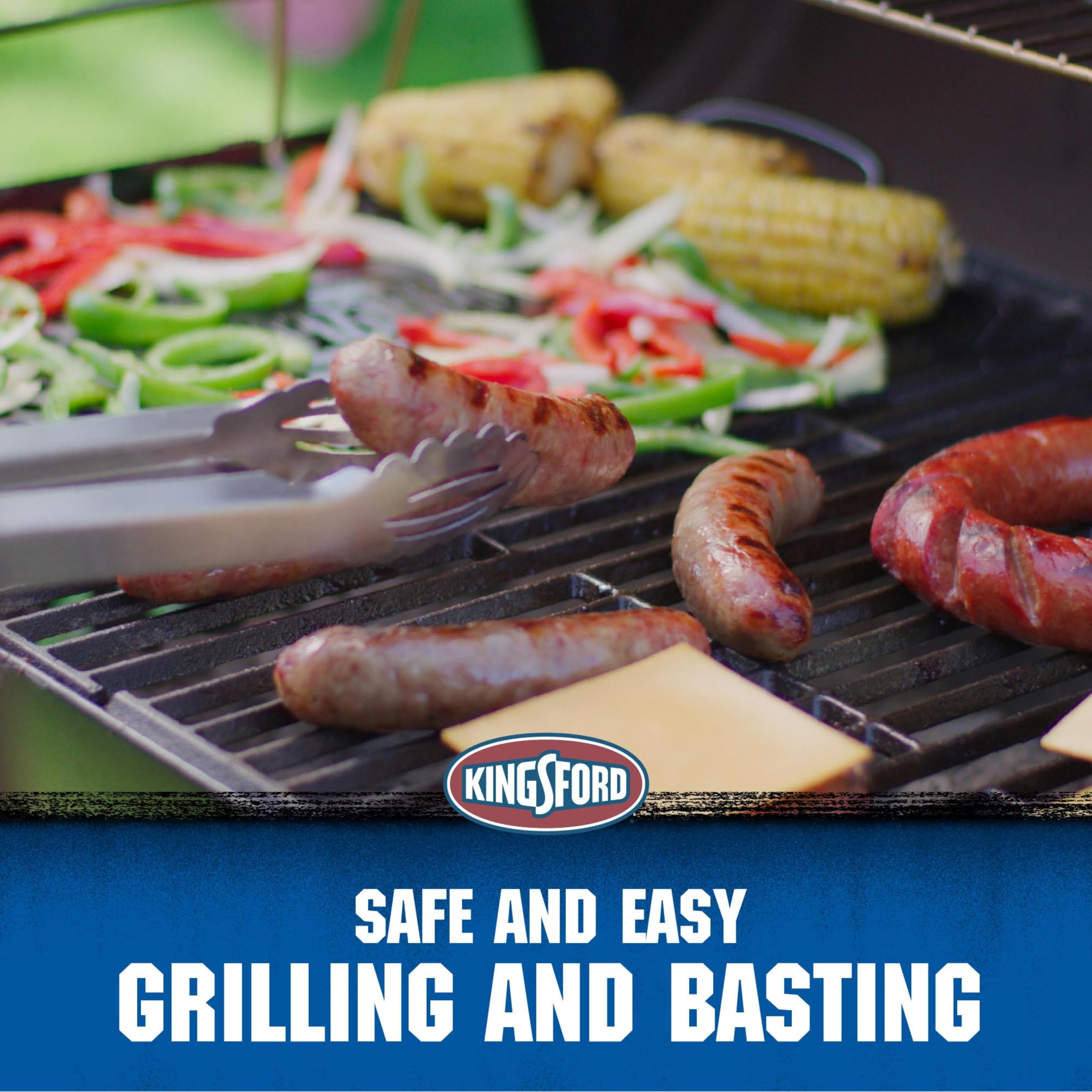 Kingsford spatula with built-in bottle opener for quick beverage breaks.
