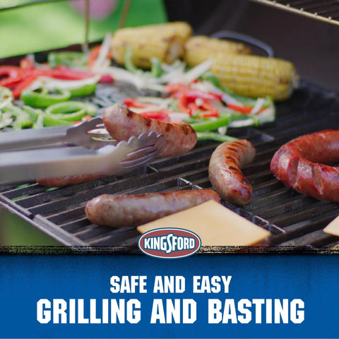 Kingsford spatula with built-in bottle opener for quick beverage breaks.