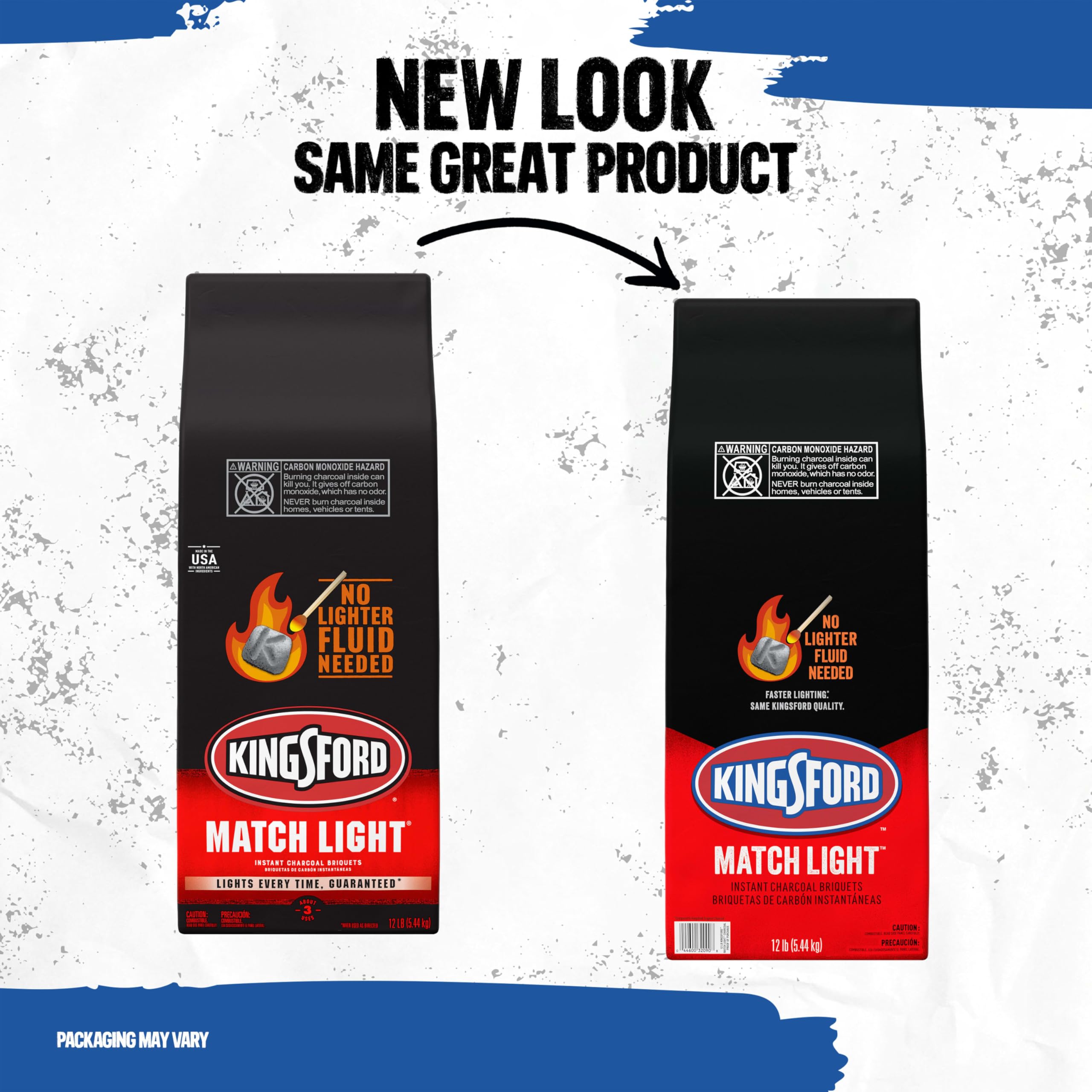 Kingsford no-lighter-fluid briquettes offer instant start without added fluids