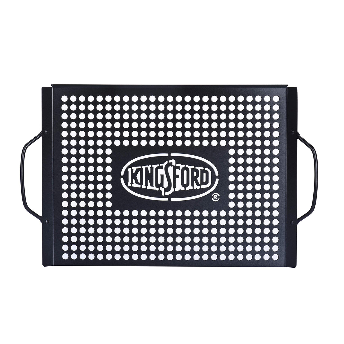 Kingsford grill topper with perforated surface keeps small foods intact on the grill