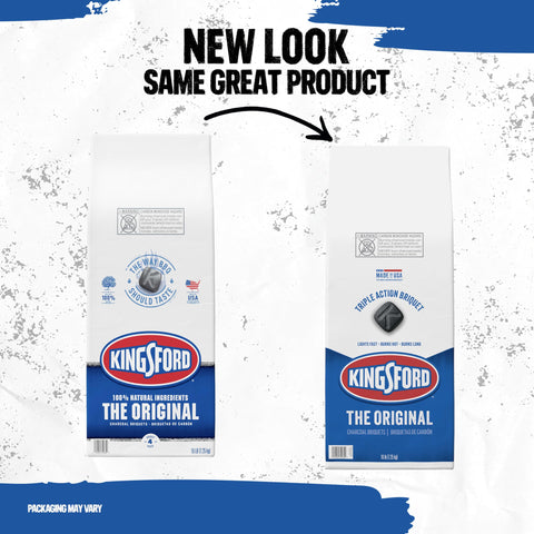 Kingsford Original briquettes ready in about 15 minutes for quick grilling