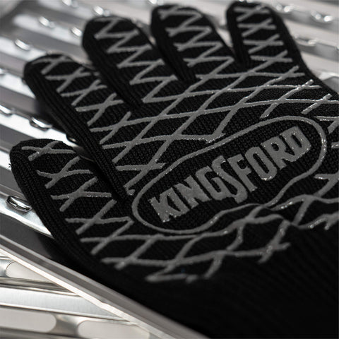 Kingsford outdoor cooking glove ideal for backyard and campfire cookouts.