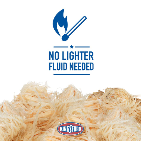Close-up of Kingsford Quick Light Rolls wood-shavings showing natural ignition materials for steady flames.