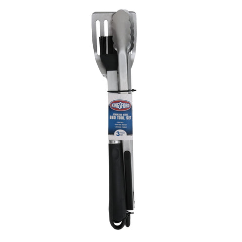 Kingsford tongs with non-slip grips provide secure handling during grilling.