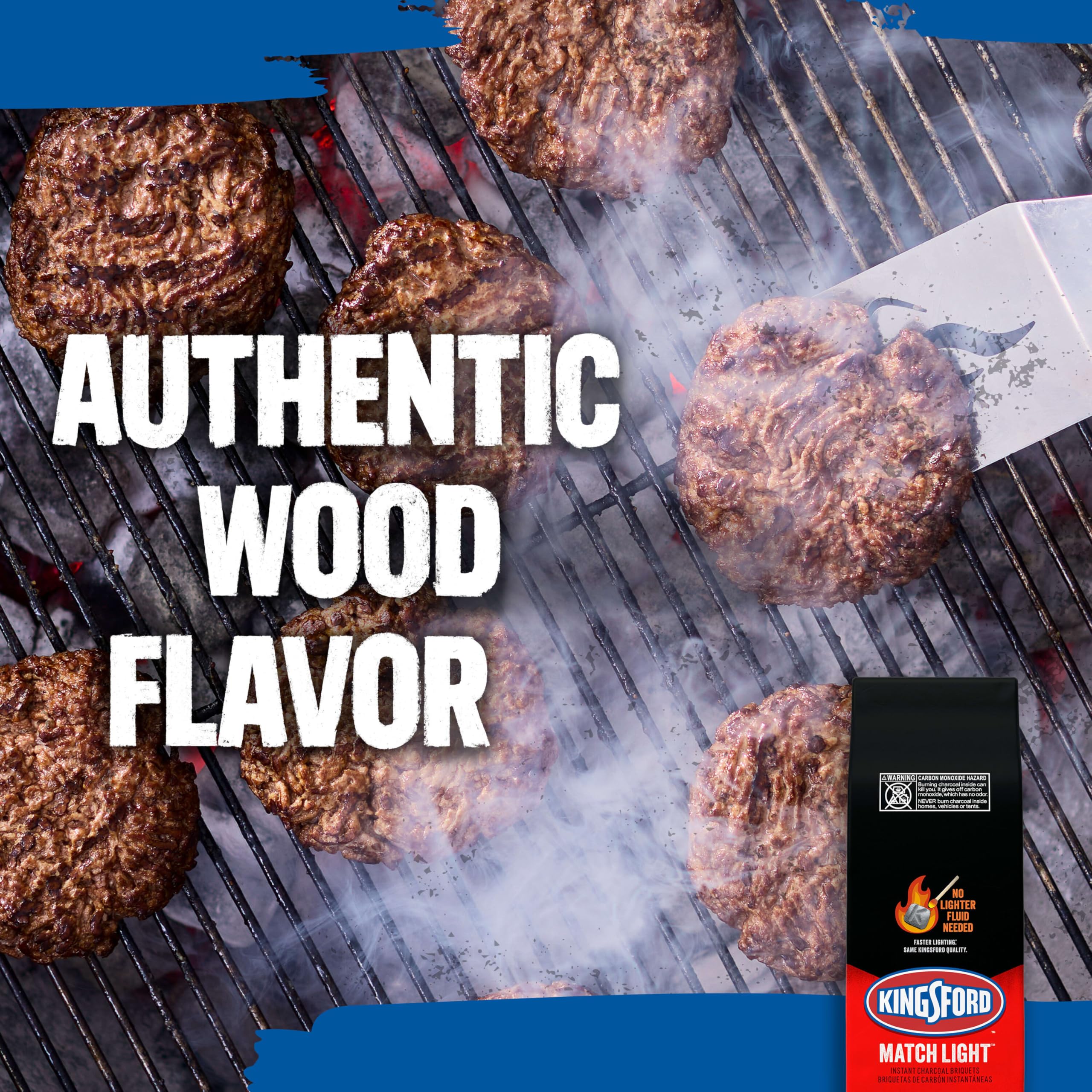 Wood-fired aroma from Kingsford briquettes enhances grilled foods