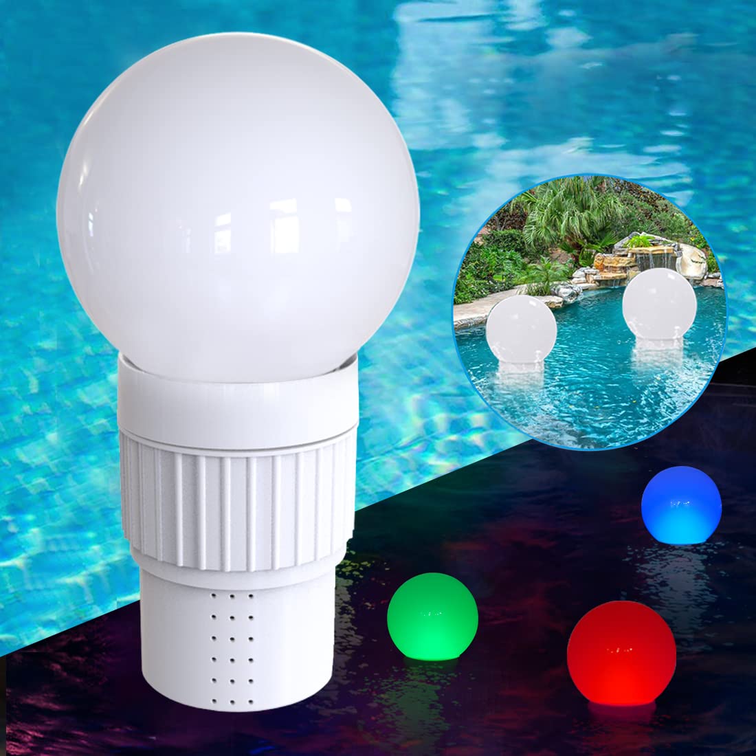 KingSom pool chlorine dispenser with ball light improves night ambiance while keeping water clean.