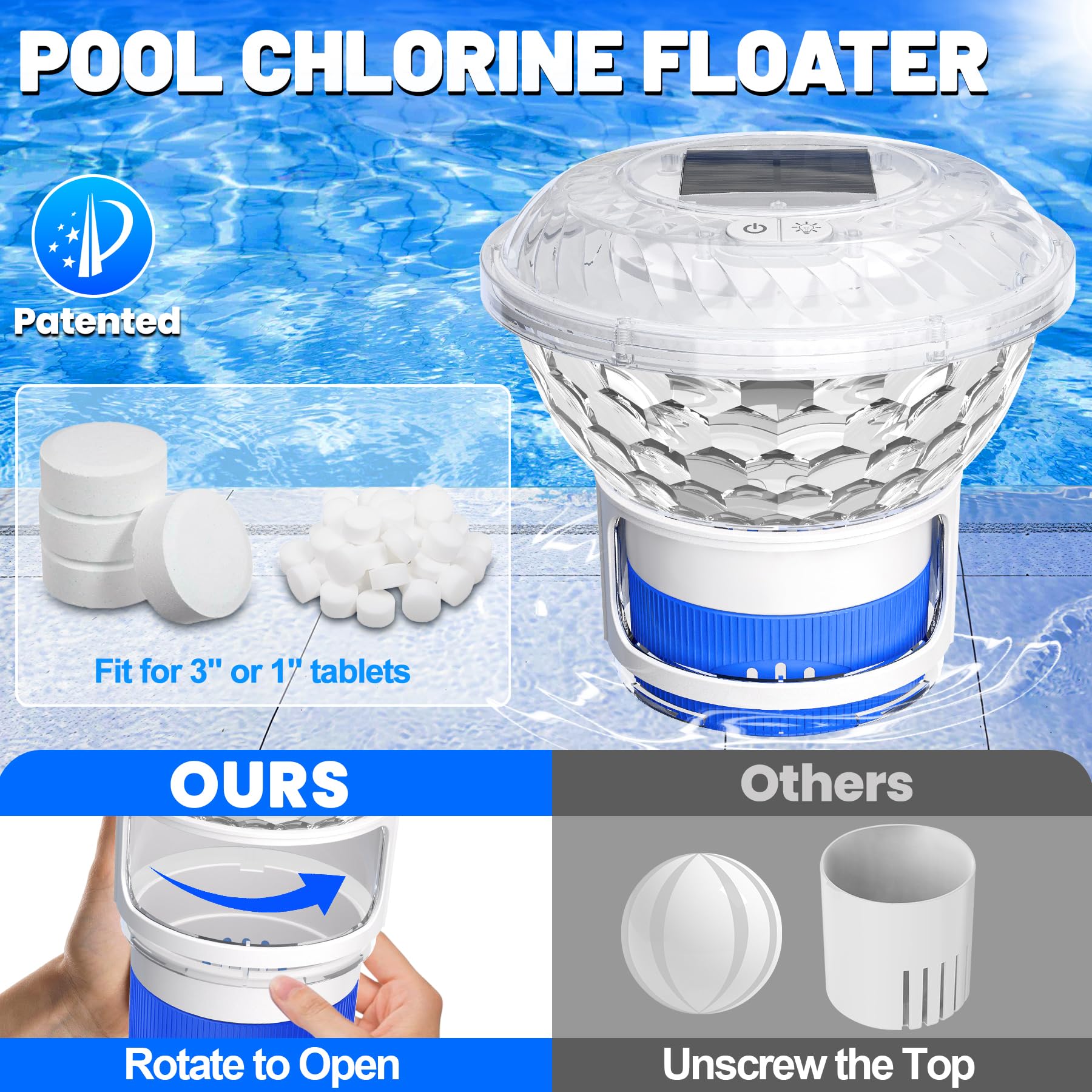 KingSom four-3inch-tablets-capacity minimizes refills for larger pools