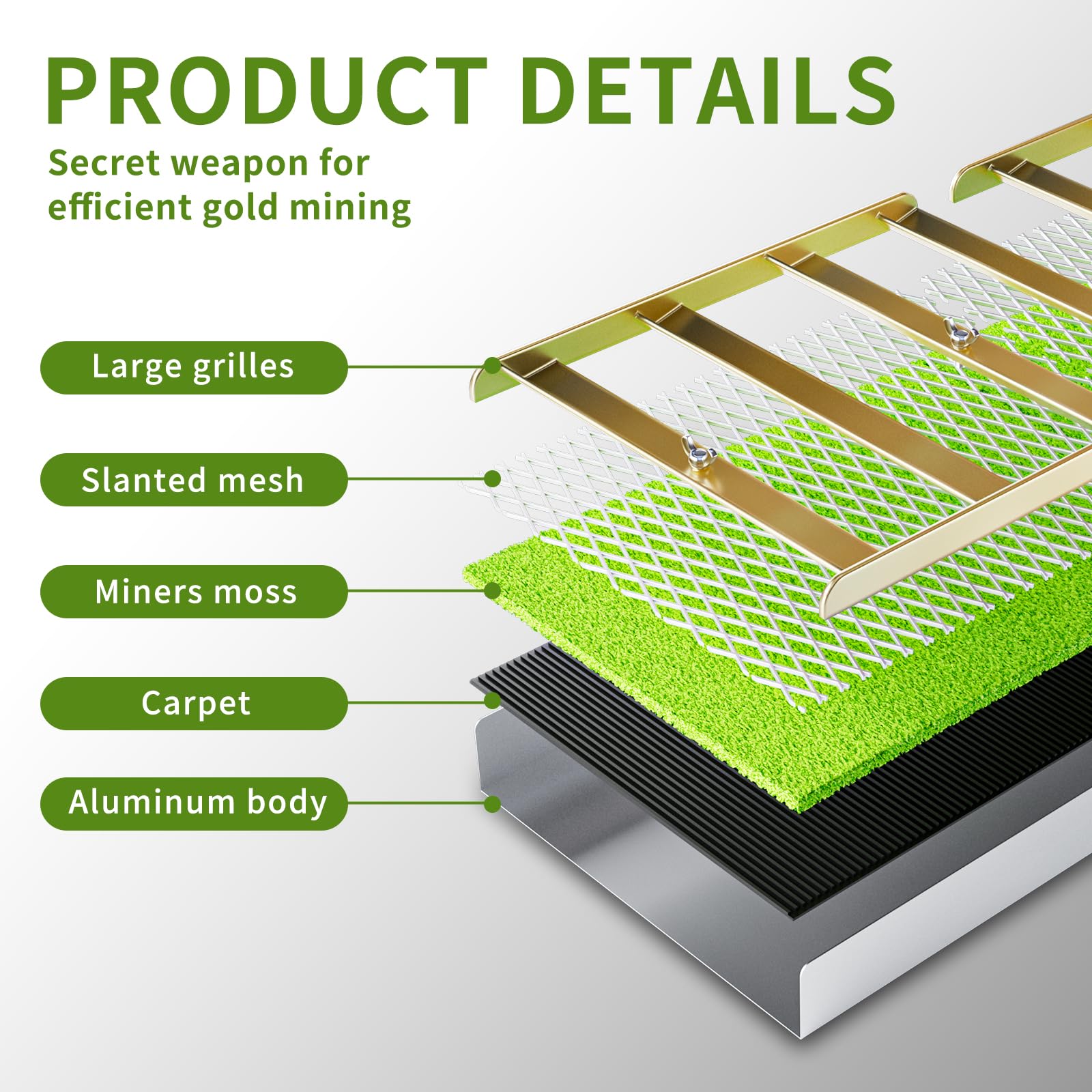 Kingson 50-inch sluice box folded for compact transport