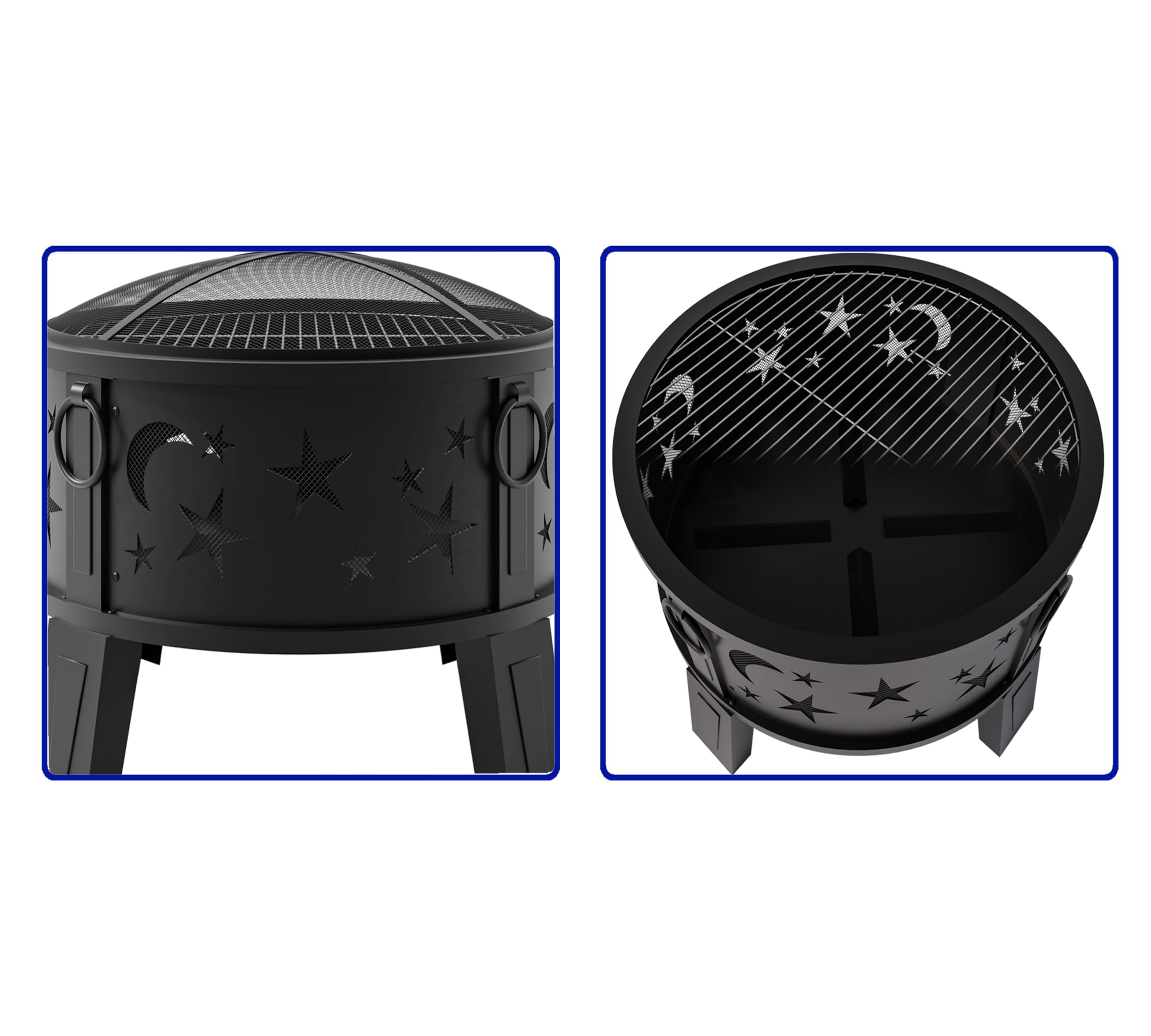 Kingson removable grill mesh for outdoor cooking over wood fire