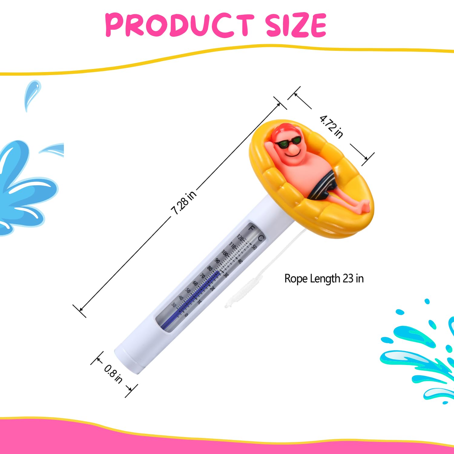 Kingsource thermometer front view with string for easy reading.