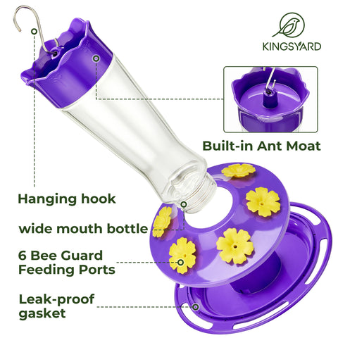 Kingsyard 14 oz capacity feeder stays stocked for hummingbirds