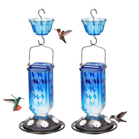 Kingsyard 2-pack glass hummingbird feeder hanging for outdoor decor and easy viewing.