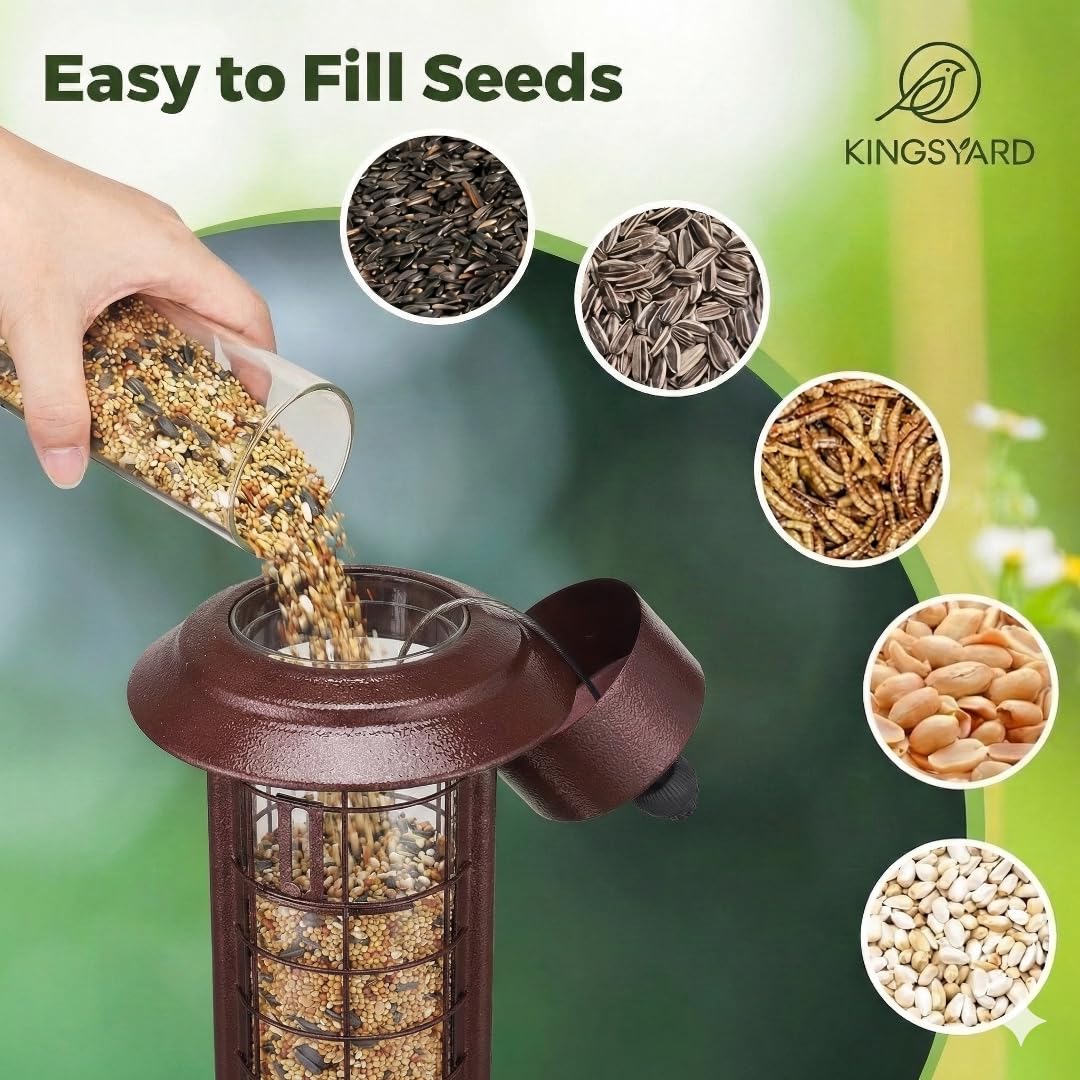 Kingsyard 3 lb capacity feeder for mixed seed blends, easy to refill