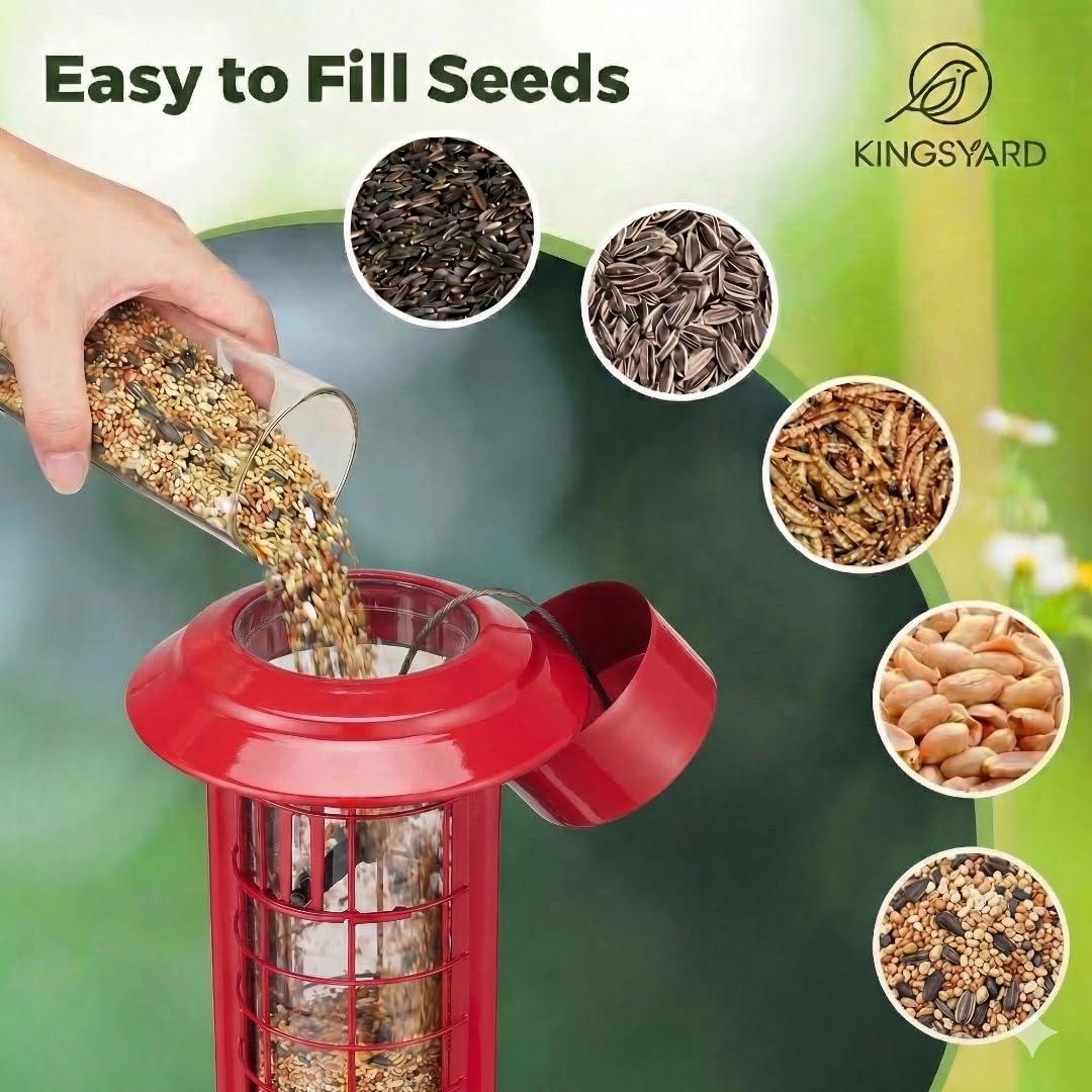 Kingsyard 3 lbs capacity metal feeder for mixed seeds