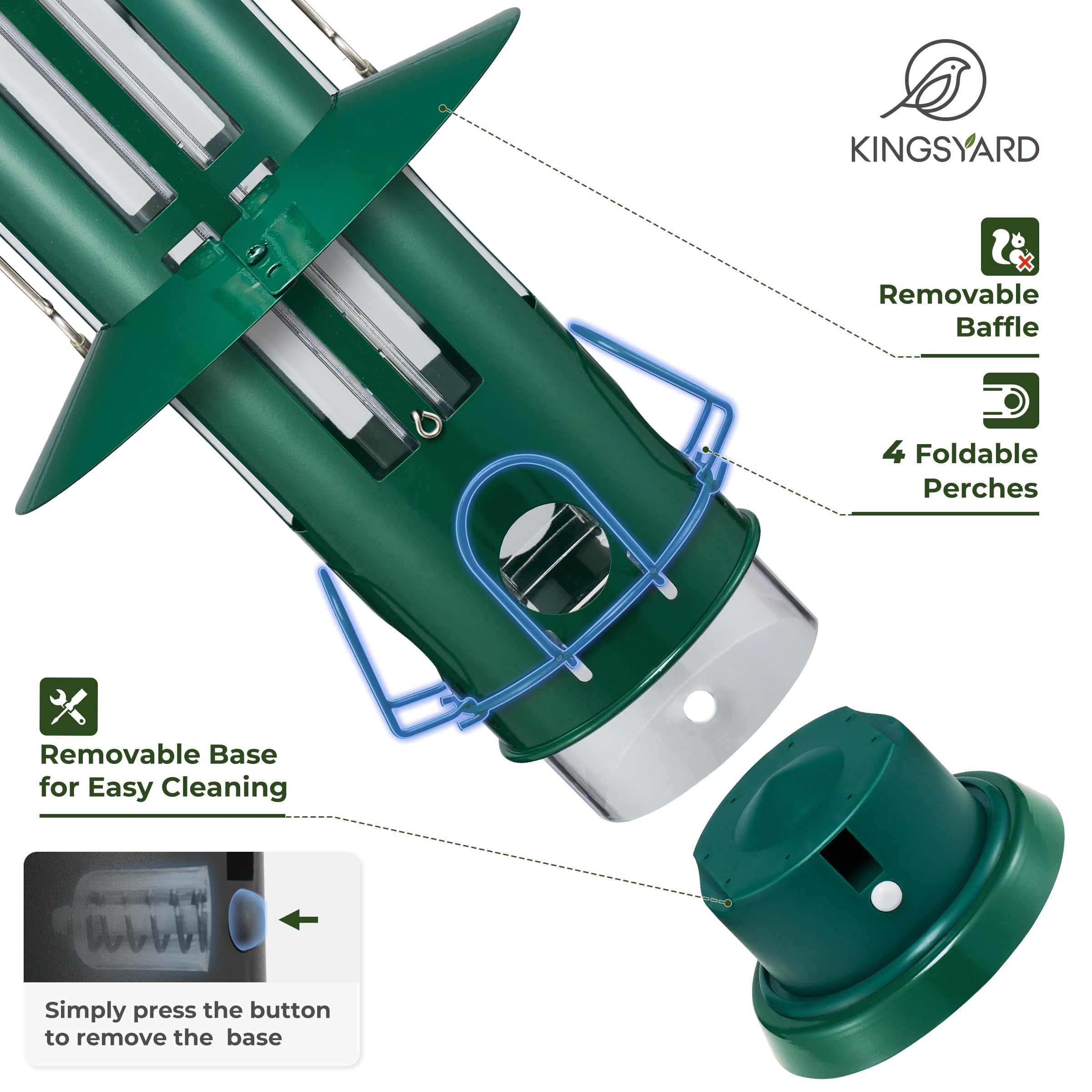 Kingsyard 3 lb capacity feeder works with mixed seed for diverse feathered visitors.