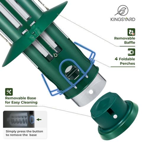 Kingsyard 3 lb capacity feeder works with mixed seed for diverse feathered visitors.