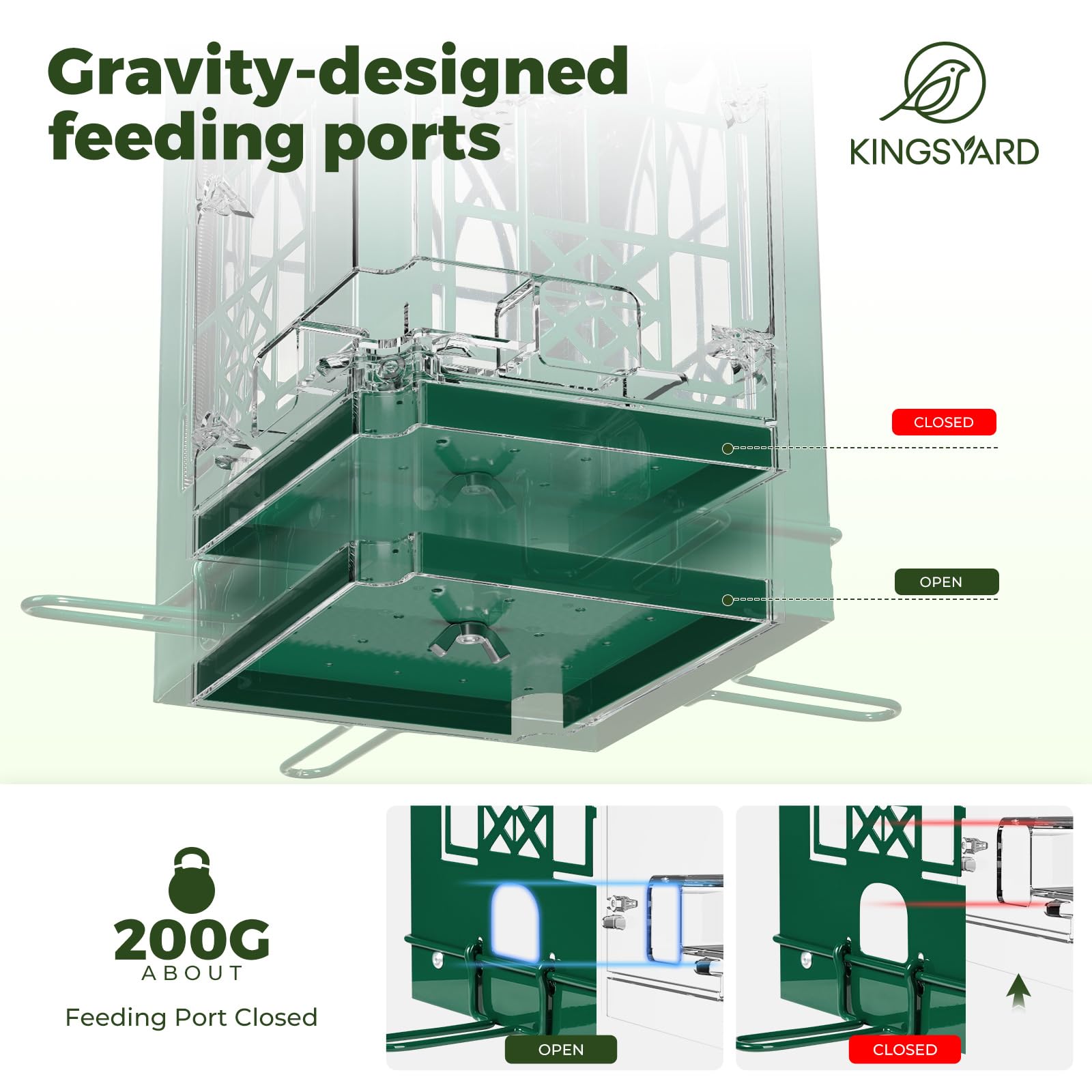 Kingsyard 5 lbs capacity feeder holding seeds for cardinal and bluebird visits