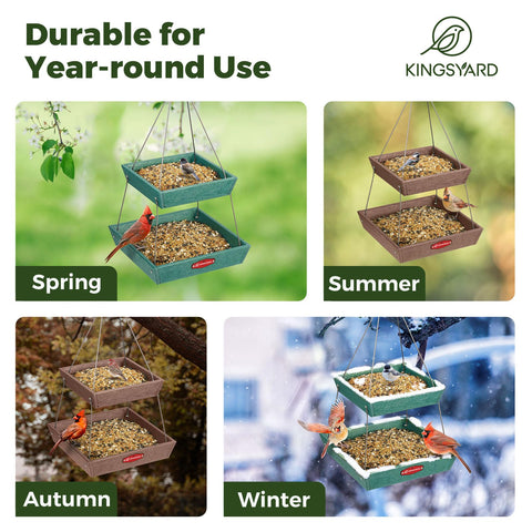 Kingsyard 5-pound capacity supports seeds and mealworms for longer feeding.