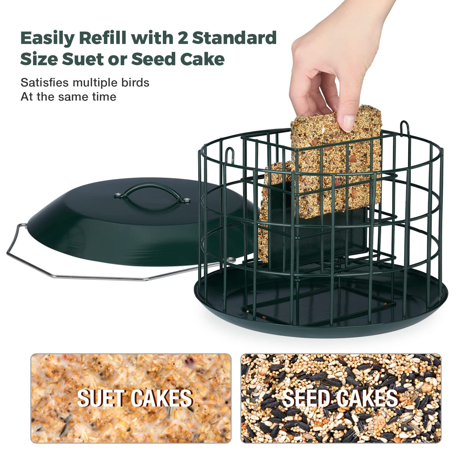 Kingsyard all-metal feeder with anti-rust finish withstands outdoor weather.