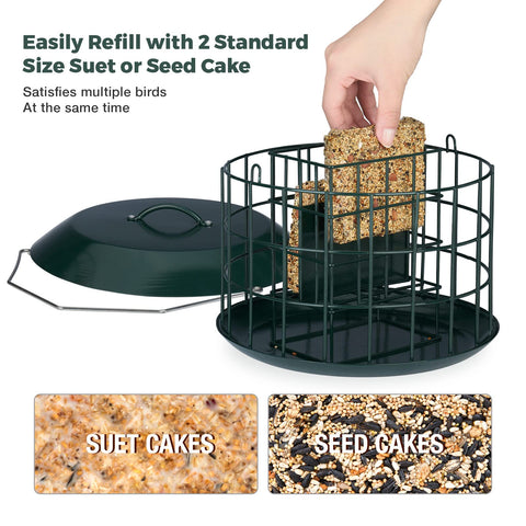 Kingsyard all-metal feeder with anti-rust finish withstands outdoor weather.