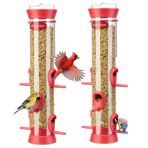 Kingsyard tube bird feeder with 6 ports for steady yard birdwatching