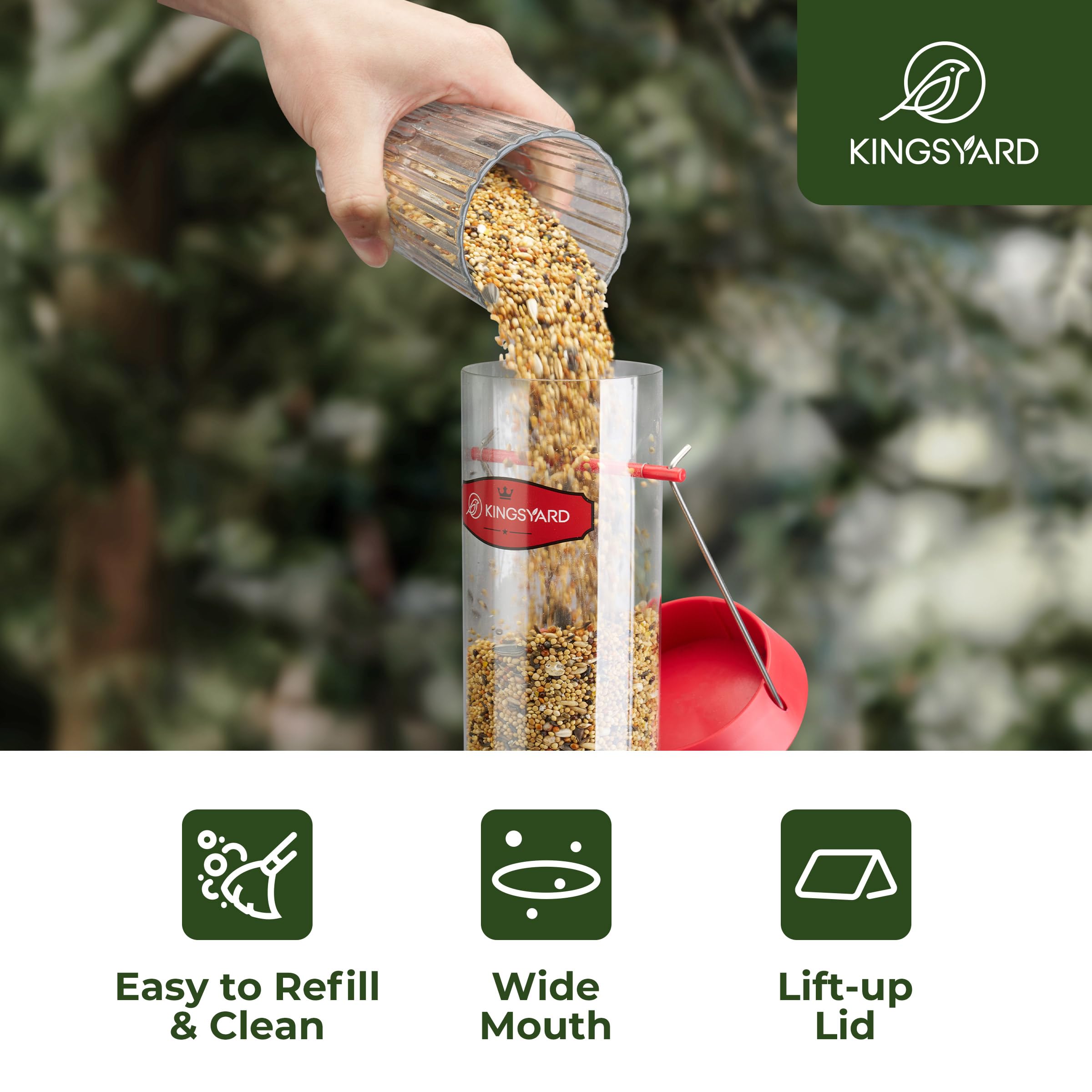Kingsyard bird feeder ideal for attracting finches and cardinals outdoors
