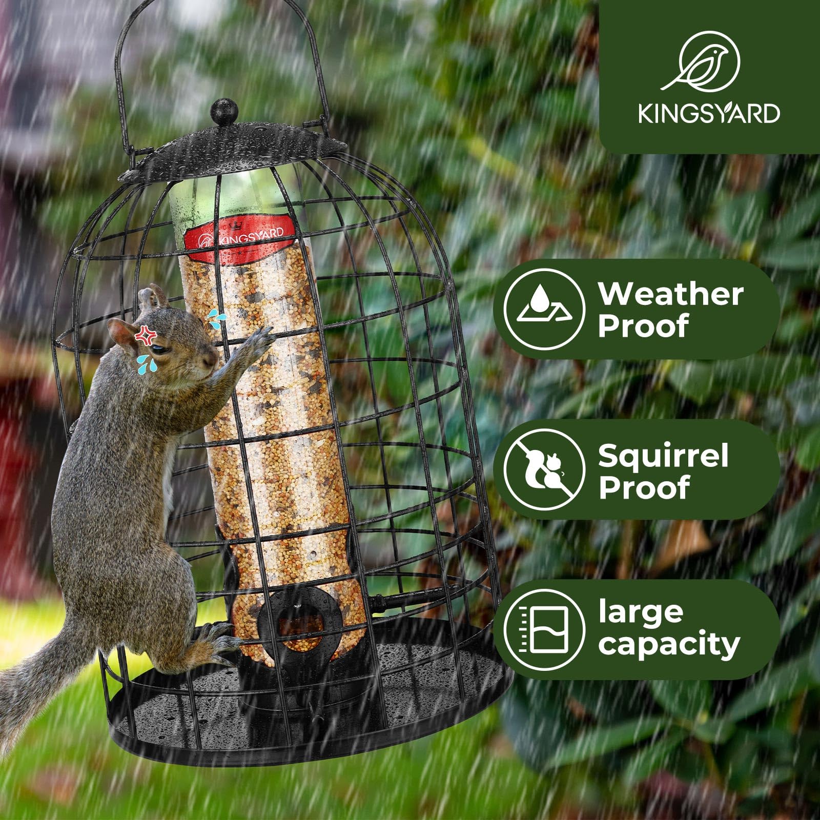 Kingsyard feeder drainage holes prevent water buildup after rain