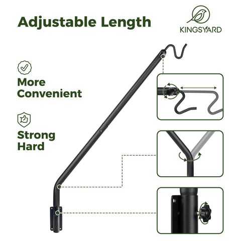 Kingsyard wall hanger suited for bird feeders, planters, lanterns, and wind chimes.
