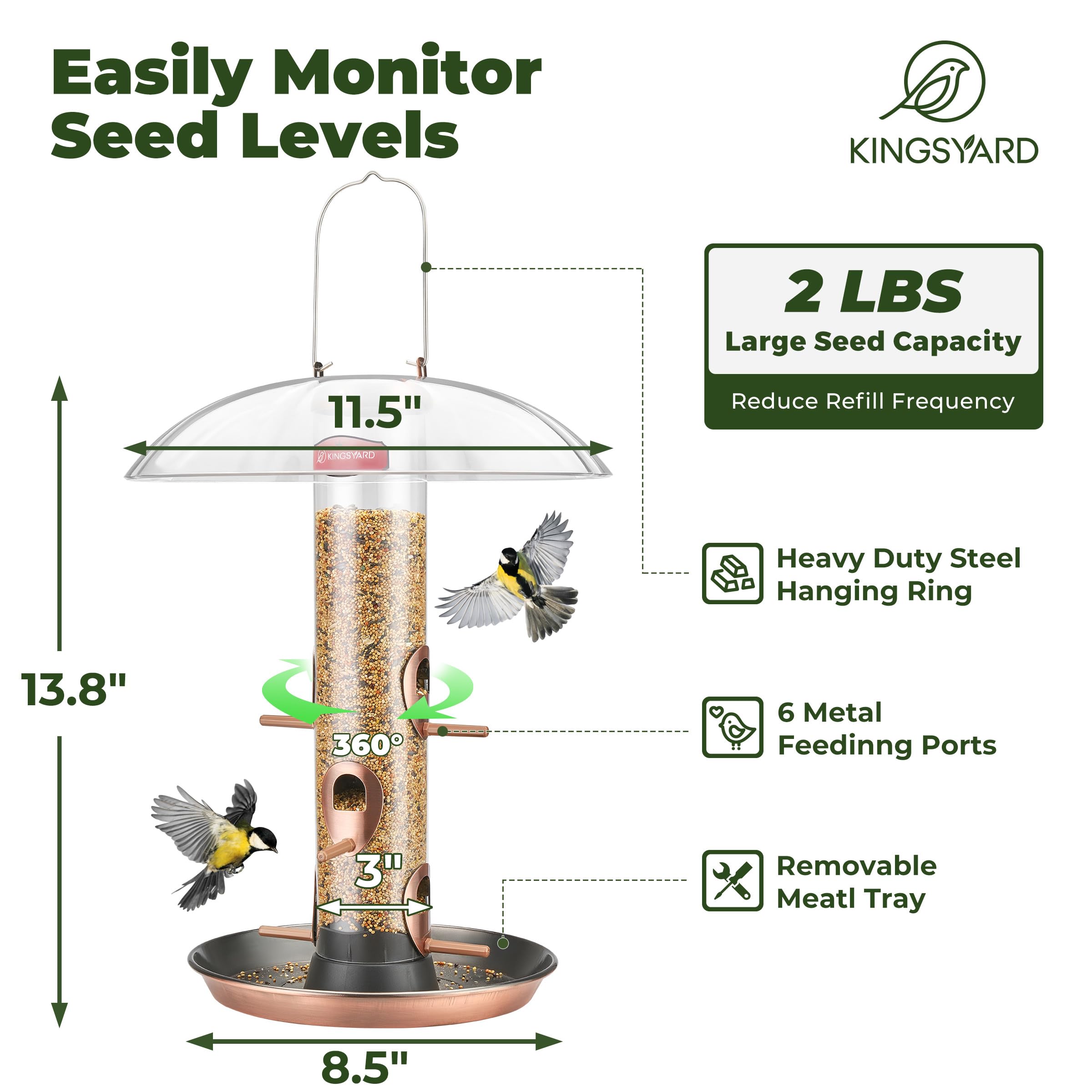 Kingsyard feeder removable base facilitates quick, tool-free cleaning.