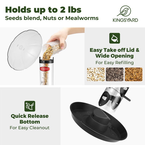 Kingsyard feeder with squirrel baffle action helps guard against unwanted nibbling.