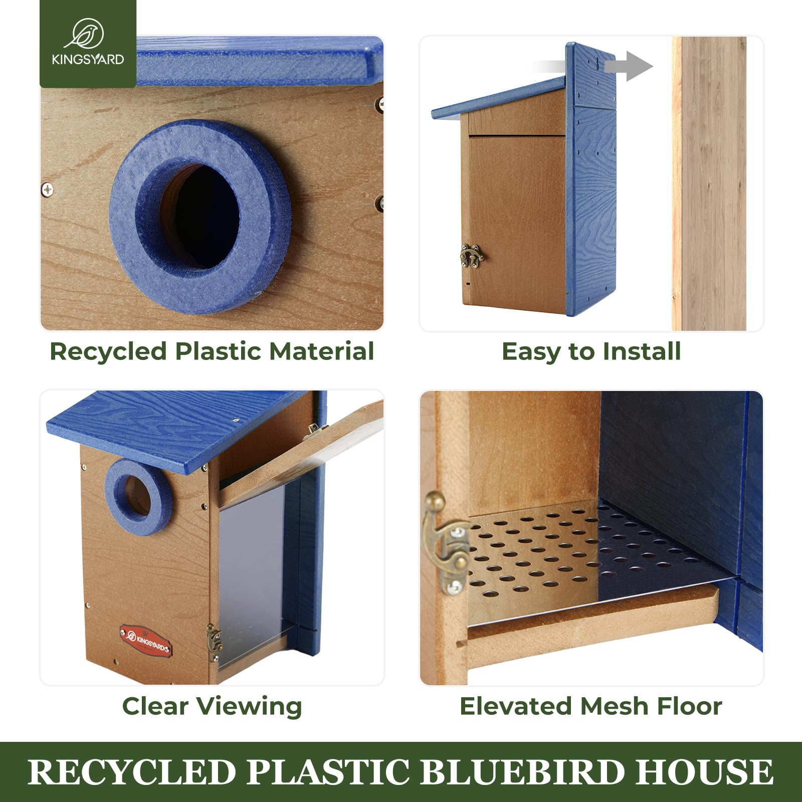 Kingsyard transparent side door lets you observe nesting activity without disturbance.