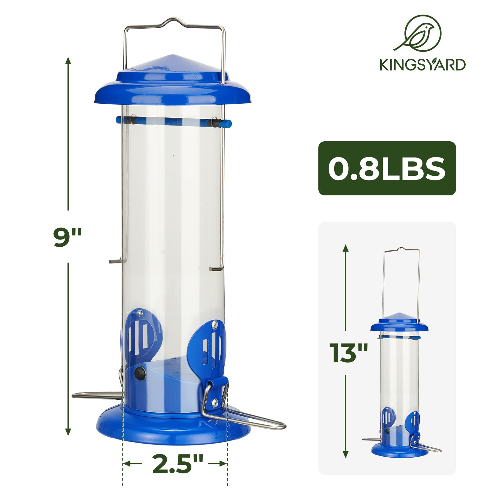 Kingsyard Bluebird Feeder drainage holes keep mealworms dry in rain.