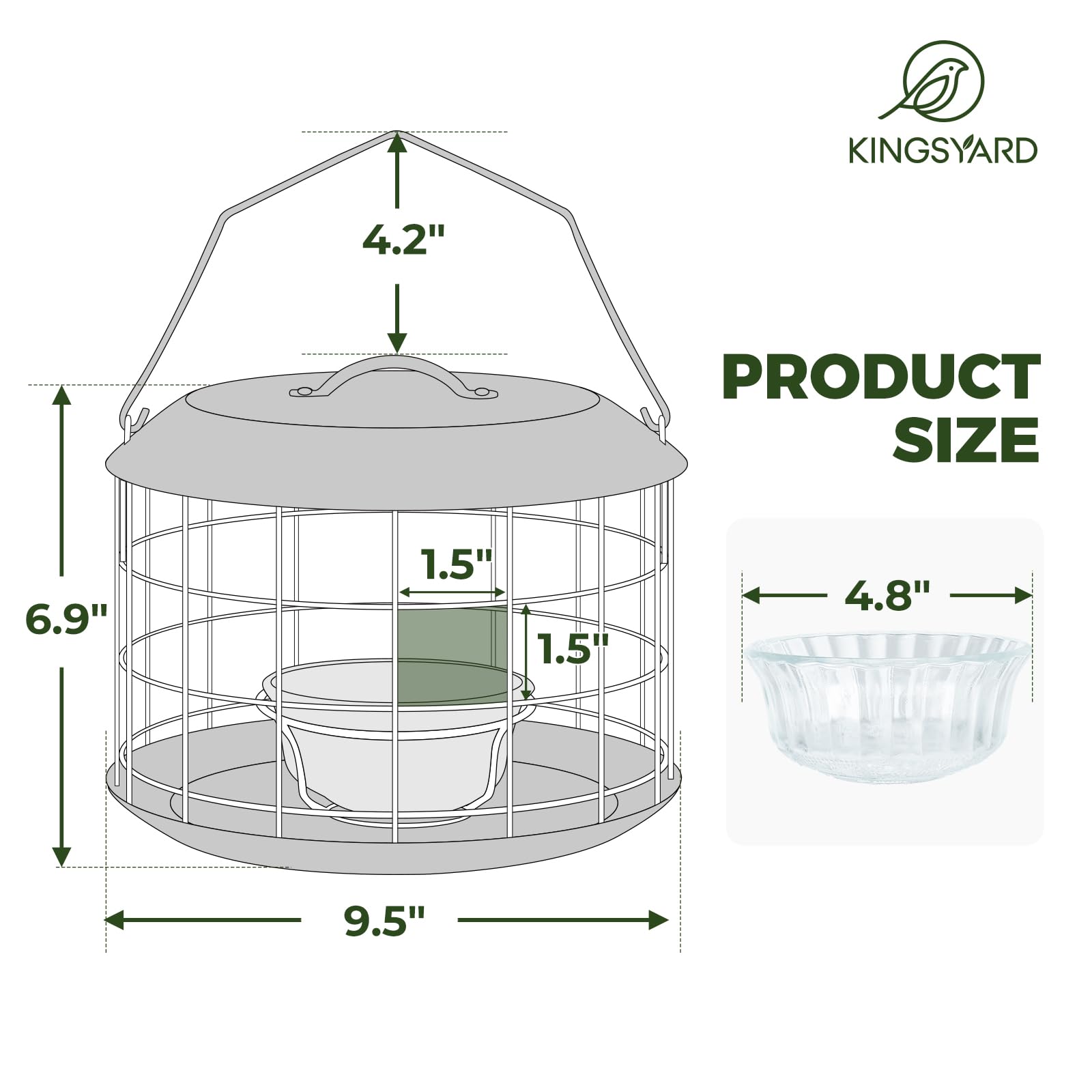 Kingsyard feeder easy-refill lid simplifies replenishing bird food and quick cleaning